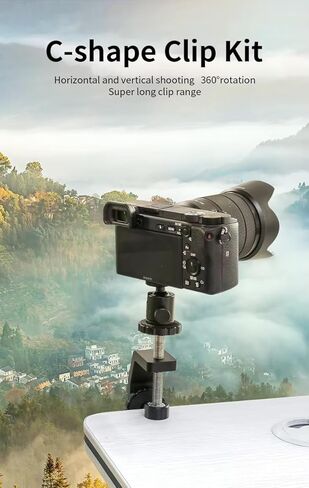 REFLEX CAMERA Metal Desk C-Clamp with Mini Ball Head 360° Rotation 1/4"-20 Screw Mount for DSLR Camera, Smartphone, LED Lights & More. Stable Camera & Phone Mount for Photography & Live Streaming in Kuwait