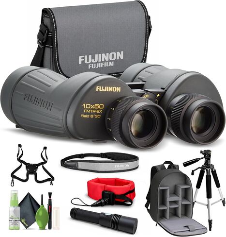 Fujifilm Fujinon 10x50 FMTR-SX Polaris Binoculars, Waterproof Wide Angle Porro Prism Optics, Individual Focus Marine & Astronomy Viewing Bundle with Tripod + Flashlight + Harness + More in Kuwait