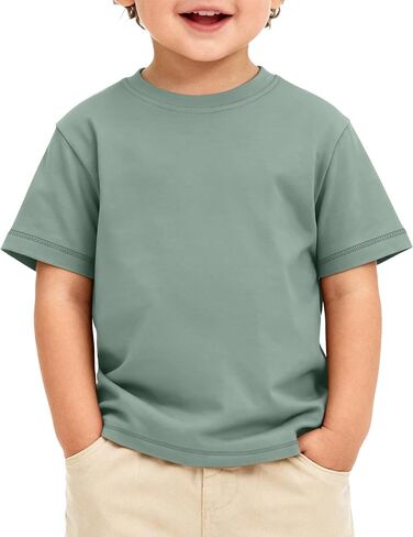 Oakgarden طفل الفتيان طفل قصير الأكمام تي شيرت Crewneck بلوزات فضفاضة عادية الأساسية تيز الرضع لطيف قمصان صيفية 18M-5Y in Kuwait