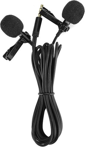 SUNGOOYUE E1 Black Two Head Mini Collar Microphone, Strong Signal Low Noise High Sensitivity Anti Interference, with Stereo Channels, for Singing Music Live Broadcast Recordi in Kuwait