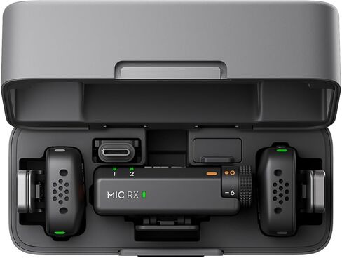 Origianl Mic Mini (2 TX + 1 RX + علبة شحن) لـ DJI Mic Mini، ميكروفون Lavalier اللاسلكي، خفيف الوزن، صوت غني بالتفاصيل، استخدام 48 ساعة، إلغاء الضوضاء، الحد التلقائي، مدونة الفيديو، البث in Kuwait