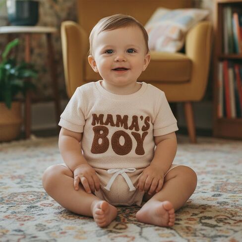 Tsultryofs Baby Boy Summer Clothes Newborn Infant Outfit Letter Embroidery Print Short Sleeve Romper with Shorts 2Pcs Set in Kuwait