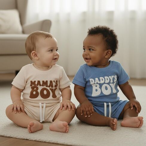 Tsultryofs Baby Boy Summer Clothes Newborn Infant Outfit Letter Embroidery Print Short Sleeve Romper with Shorts 2Pcs Set in Kuwait