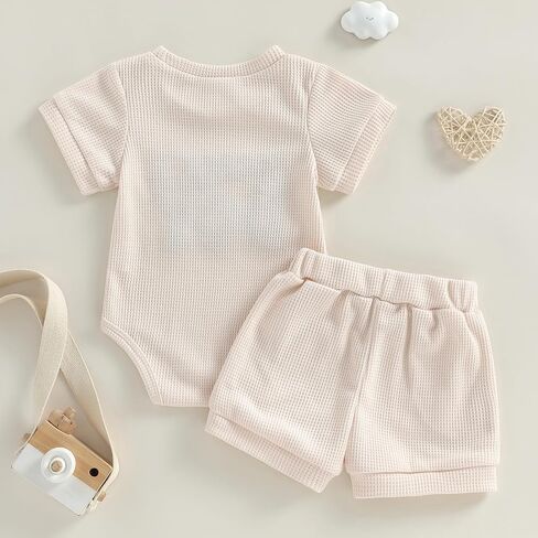 Tsultryofs Baby Boy Summer Clothes Newborn Infant Outfit Letter Embroidery Print Short Sleeve Romper with Shorts 2Pcs Set in Kuwait