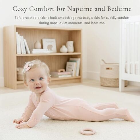 Konssy Baby Girl Sleepers, Rayon Made from Bamboo Zipper Closure Footed Sleepers 2-Pack Baby Pajamas in Saudi Arabia