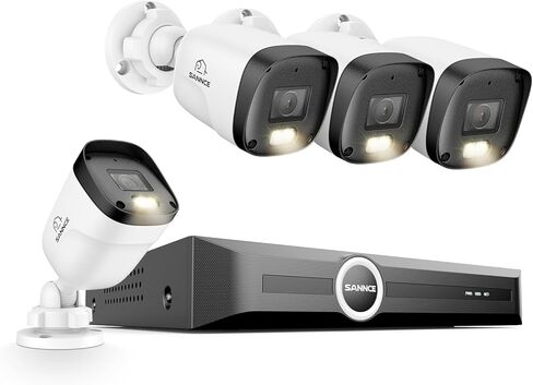 نظام كاميرا أمان SANNCE 2K 3MP PoE - 8CH 6MP مراقبة NVR مع 8 قطع 3MP HD واضحة كاملة الألوان للرؤية الليلية كاميرات رصاصة، IP67 مقاومة للطقس، تسجيل صوتي (بدون HDD) in Saudi Arabia