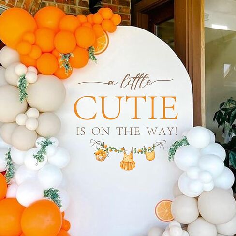 ملصق حائط A Little Cutie is On The Way - ملصقات ديكورات حفلات استقبال المولود الجديد، ملصقات حائط لمستلزمات الحفلات التي تكشف عن الجنس، ديكور حائط بخلفية قوس البالون، ملصق لافتة فطيرة لطيفة in Kuwait