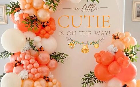 ملصق حائط A Little Cutie is On The Way - ملصقات ديكورات حفلات استقبال المولود الجديد، ملصقات حائط لمستلزمات الحفلات التي تكشف عن الجنس، ديكور حائط بخلفية قوس البالون، ملصق لافتة فطيرة لطيفة in Kuwait