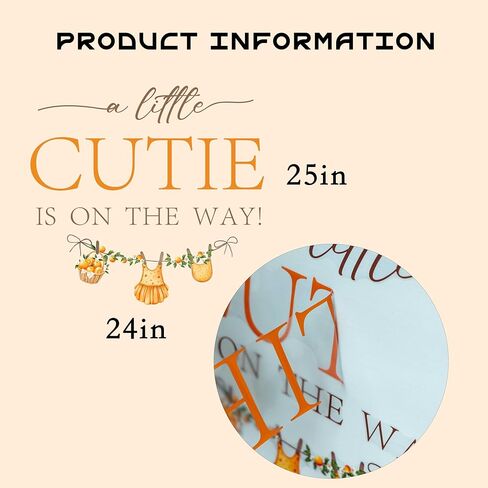ملصق حائط A Little Cutie is On The Way - ملصقات ديكورات حفلات استقبال المولود الجديد، ملصقات حائط لمستلزمات الحفلات التي تكشف عن الجنس، ديكور حائط بخلفية قوس البالون، ملصق لافتة فطيرة لطيفة in Kuwait