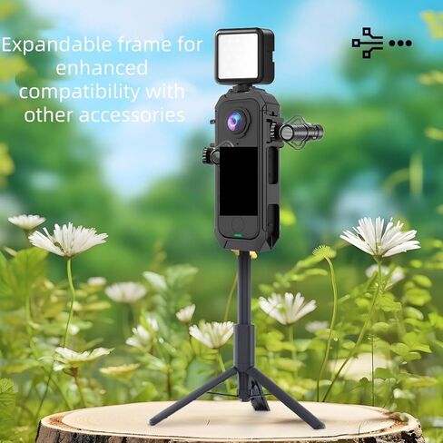 قفص توسيع لجهاز Insta 360 X4 Air، غلاف حماية بلاستيكي مع حذاء بارد جانبي للتصوير الأفقي، حامل مزدوج للميكروفون والضوء، حافظة صلبة للوصول السريع للبطارية in Kuwait