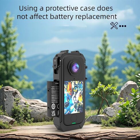 قفص توسيع لجهاز Insta 360 X4 Air، غلاف حماية بلاستيكي مع حذاء بارد جانبي للتصوير الأفقي، حامل مزدوج للميكروفون والضوء، حافظة صلبة للوصول السريع للبطارية in Kuwait