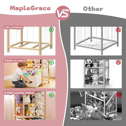 تخزين وتنظيم الحيوانات المحشوة من MapleGrace، حامل ألعاب حديقة الحيوانات الخشبي اللطيف لغرف الأطفال وغرف اللعب وغرف النوم - صغير in Kuwait