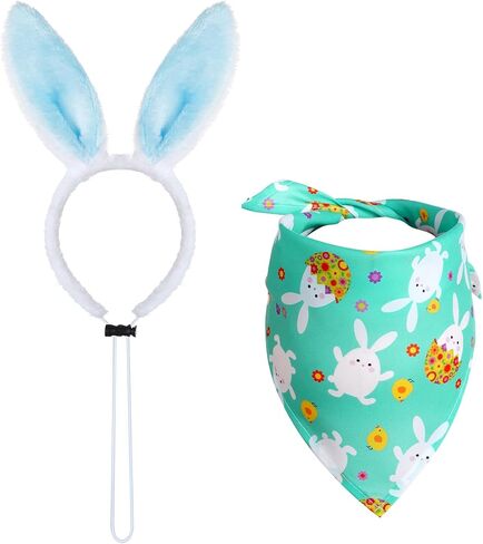 أزياء Choyaxo Dog Easter بما في ذلك Bunny Ears Bandana Bandana in Kuwait