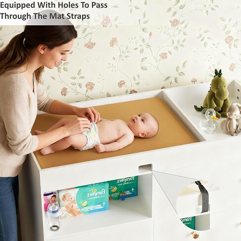 Wooden Baby Changing Table Dresser,Diaper Changing Table with Large Tabletop,4 Drawers, Open Storage Space & Side Shelves,Modern Storage Crib with Changing Table for Nurseries and Baby Rooms,White in Kuwait