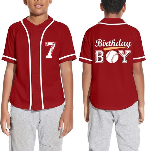 Kids Baseball Birthday Shirt 5th 6th 7th 8th 9th 10 Year Old Personalized Birhtday Boy Hip Hop Sports Baseball Jersey in Kuwait