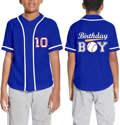 Kids Baseball Birthday Shirt 5th 6th 7th 8th 9th 10 Year Old Personalized Birhtday Boy Hip Hop Sports Baseball Jersey in Saudi Arabia