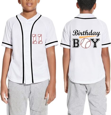 Kids Baseball Birthday Shirt 5th 6th 7th 8th 9th 10 Year Old Personalized Birhtday Boy Hip Hop Sports Baseball Jersey in Saudi Arabia