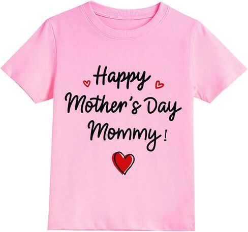 Happy Mother's Day Mommy T-Shirt for Boys Girls Funny Letter Print Tops Kids Mothers Day Shirt Toddler Gift Tee 2-9T in Saudi Arabia