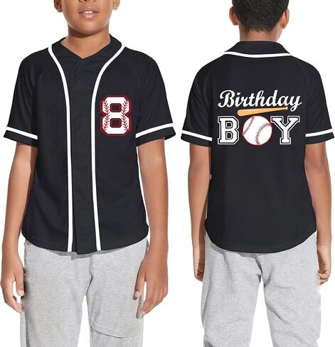 Kids Baseball Birthday Shirt 5th 6th 7th 8th 9th 10 Year Old Personalized Birhtday Boy Hip Hop Sports Baseball Jersey in Saudi Arabia
