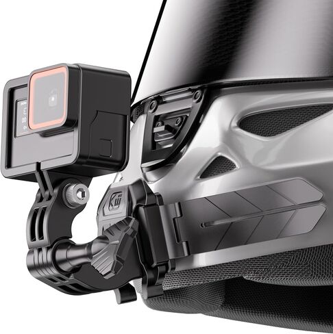 Kewig Universal Motorcycle Helmet Chin Camera Mount with Bendable Mounting Base & Strong Adhesive Pads, Quick-Release Design, Angle Adjustable, Compatible with DJI OSMO/Insta360 Action Camera in Kuwait
