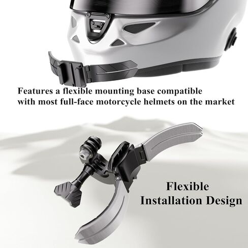 Kewig Universal Motorcycle Helmet Chin Camera Mount with Bendable Mounting Base & Strong Adhesive Pads, Quick-Release Design, Angle Adjustable, Compatible with DJI OSMO/Insta360 Action Camera in Kuwait