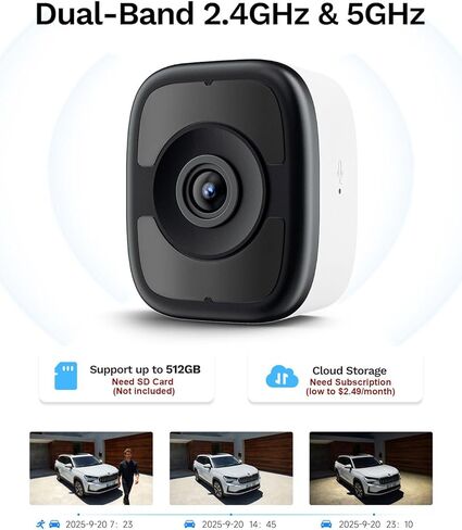 كاميرات نافذة 5 ميجابكسل 3K لأمن المنزل، كاميرا أمان للنافذة 2.4G 5G WiFi Safeview مع رؤية ليلية بالألوان الكاملة، اكتشاف الشخص والسيارة بالذكاء الاصطناعي، التحدث في اتجاهين، تسجيل 24/7، تثبيت سهل وسريع 60 ثانية in Kuwait