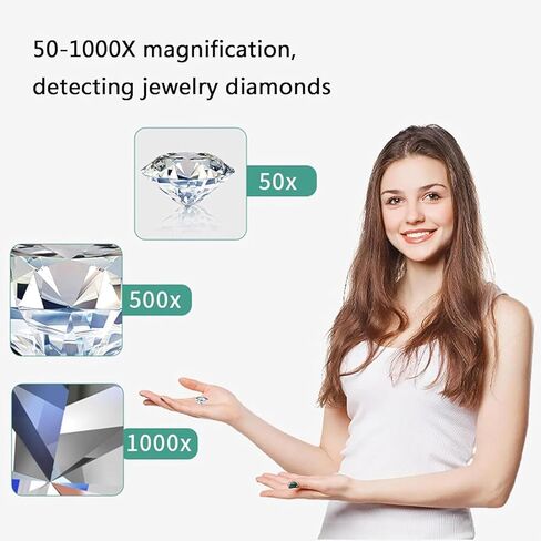 4.3Inch LCD Digital Microscope, Digital Diamond Girdle Viewer, 50-1000X Magnification, Biological Microscope Kit, Accurate Identification, for Diamond Inscription Viewer in Kuwait