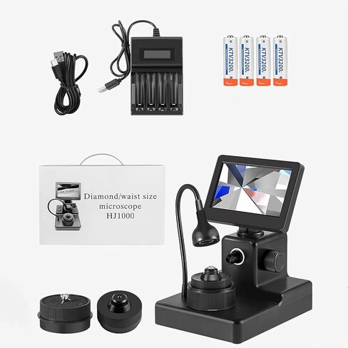 4.3Inch LCD Digital Microscope, Digital Diamond Girdle Viewer, 50-1000X Magnification, Biological Microscope Kit, Accurate Identification, for Diamond Inscription Viewer in Kuwait