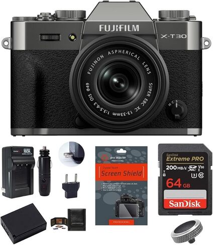 FUJIFILM X-T30 III Mirrorless Camera with XC 13-33mm Lens Bundle, Includes: SanDisk 64GB Extreme PRO Memory Card, Spare Battery and More (7 Items) (Charcoal Silver) in Saudi Arabia