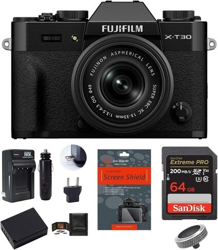 FUJIFILM X-T30 III Mirrorless Camera with XC 13-33mm Lens Bundle, Includes: SanDisk 64GB Extreme PRO Memory Card, Spare Battery and More (7 Items) (Charcoal Silver) in Saudi Arabia
