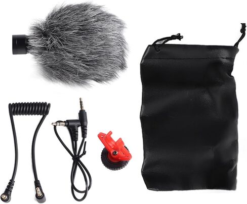 Directional Microphone, Noise Reduction Condenser Mic with Connection Cable for SLR Camera Smartphone Live Streaming Video Production in Kuwait