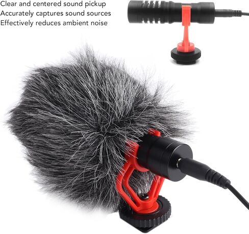 Directional Microphone, Noise Reduction Condenser Mic with Connection Cable for SLR Camera Smartphone Live Streaming Video Production in Kuwait