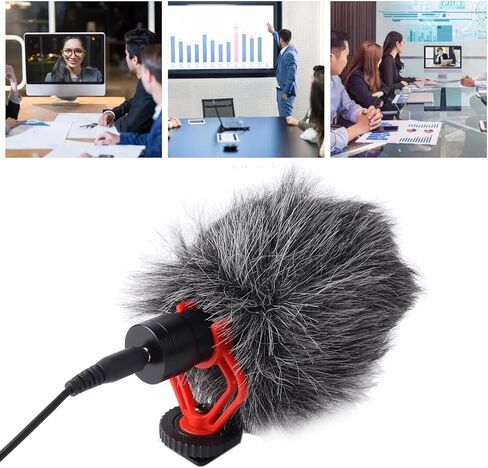 Directional Microphone, Noise Reduction Condenser Mic with Connection Cable for SLR Camera Smartphone Live Streaming Video Production in Kuwait