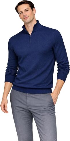 State Cashmere Men's Half Zip Mock Neck Pullover 100% Pure Cashmere Polo Neck Sweater in Kuwait