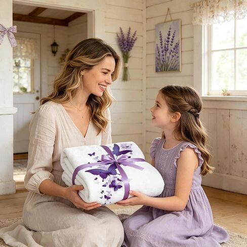 Purple Butterfly Blanket for Girls Kids - Spring Birthday Butterfly Gifts for Daughter Granddaughter, Soft Flannel Throw Blanket for Toddler Bed, Nursery, Travel, 50"X40" in Kuwait