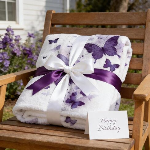 Purple Butterfly Blanket for Girls Kids - Spring Birthday Butterfly Gifts for Daughter Granddaughter, Soft Flannel Throw Blanket for Toddler Bed, Nursery, Travel, 50"X40" in Kuwait