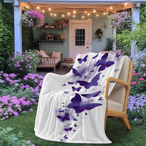 Purple Butterfly Blanket for Girls Kids - Spring Birthday Butterfly Gifts for Daughter Granddaughter, Soft Flannel Throw Blanket for Toddler Bed, Nursery, Travel, 50"X40" in Kuwait