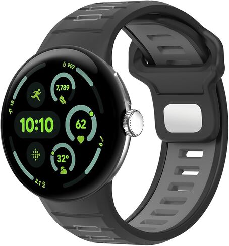 Miimall Rugged Band for Google Pixel Watch 4 (2025)/3 45mm Bands, Soft Silicone Sport Straps Waterproof Loop Heavy Duty Strap Two Tone Adjustable Breathable Bracelet for Pixel Watch 4/3 45mm for Men in Saudi Arabia