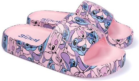 Disney Lilo & Stitch Big Kid Adult Pink All-Over Print Pool Slides Sandals - Fun Quick-Dry Beach Flip Flops with Stitch Motifs, Women's Sizes 5-10 Summer Water Shoes for Teens & Women in Saudi Arabia