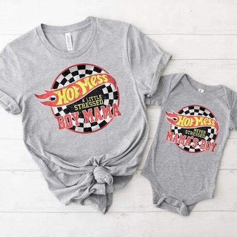 ملابس متطابقة مضحكة ومضحكة من Hot Mess Little Mom and Son، قميص Boy Mama، ملابس متطابقة Mama and Baby Boy، قمصان Mommy and Me للأولاد، هدايا عيد الأم، قمصان Mama's Boy، قمصان الأم والابن. in Kuwait