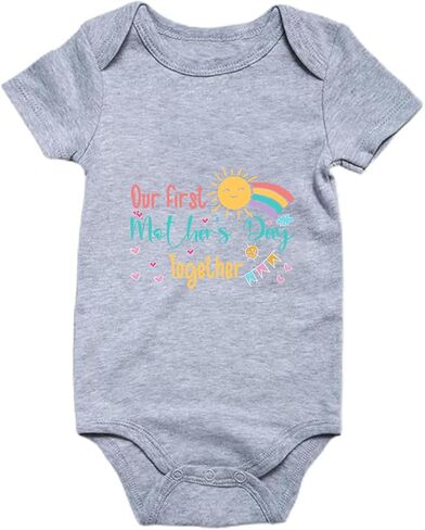 Happy Mother's Day Bodysuit for Newborn Infant Baby Boys Girls, Cute Bear Elephant Rainbow Romper Reveal 0-6M in Saudi Arabia
