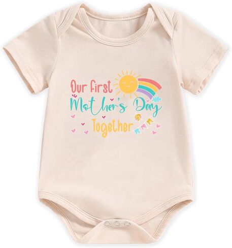 Happy Mother's Day Bodysuit for Newborn Infant Baby Boys Girls, Cute Bear Elephant Rainbow Romper Reveal 0-6M in Saudi Arabia