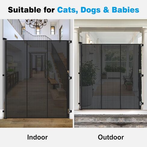 Reinforced 72" Extra Tall Cat Gate for Doorway, Jump-Resistant & Prevent Crawling Underneath Safety Retractable Baby Gates, Fits 0-55" Width Indoor Retractable Dog Gate, Barrier, Screen & Fence in Kuwait