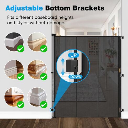 Reinforced 72" Extra Tall Cat Gate for Doorway, Jump-Resistant & Prevent Crawling Underneath Safety Retractable Baby Gates, Fits 0-55" Width Indoor Retractable Dog Gate, Barrier, Screen & Fence in Kuwait