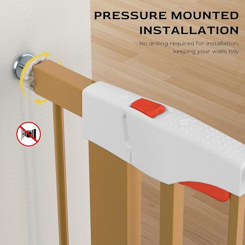 Dog Gate for Stairs, 29.5 to 40.5" Auto-Close Pet Gate with Walk Through Door, Easy Install Pressure Mounted Adjustable Pet Gates for Doorways & Hallway, Champagne in Kuwait
