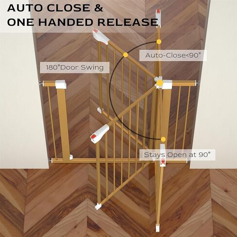 Dog Gate for Stairs, 29.5 to 40.5" Auto-Close Pet Gate with Walk Through Door, Easy Install Pressure Mounted Adjustable Pet Gates for Doorways & Hallway, Champagne in Kuwait