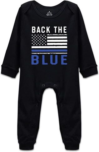 DOQOSESHY Back The Blue Police Officer Infant Bodysuit Climbing Breathable Rompers 0-24 Months in Kuwait