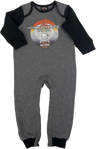 رومبير Harley-Davidson Baby Boys' Up-Winged Eagle Coverall، ملون in Kuwait