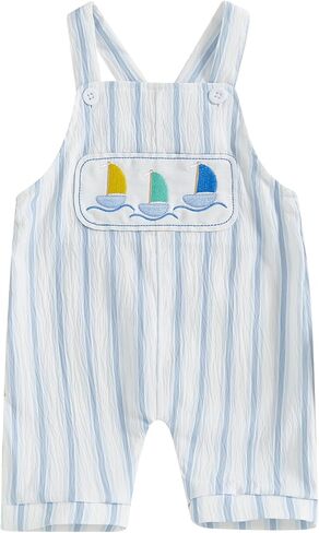 Baby Boy Summer Clothes Sleeveless Embroidery Stripes Print Romper Romper Jumpsuit Overalls One Piece Clothes in Kuwait