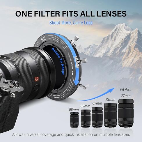 H&Y RevoRing MKⅡ 58mm 62mm 67mm 72mm 77mm Variable ND Filter & CPL Polarizer, 3-in-1 VND (ND3-1000) Camera Lens Filter with Adjustable Adapter Ring, 22 Multi-Layer Nano-Coating in Kuwait